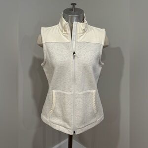 T by Talbots Cream White Light Gray Zip Up Vest Size Small Petite